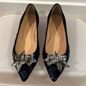 J.Crew Navy Sequin Flat with Sequin Silver Stars Style H1903